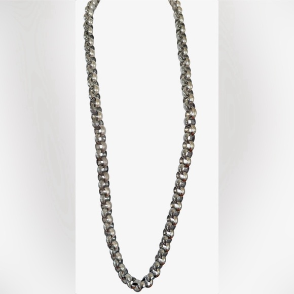 Long Silver Chunky Chain Statement Necklace – Goth Gothcore Grunge Style - Picture 3 of 6